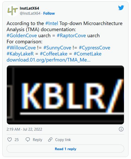 英特尔官方文档确认第13代Raptor Lake将采用相同核心架构(图2)