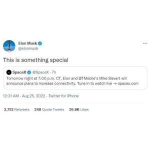 SpaceX拟联手T-Mobile融合星链及5G技术 马斯克称将提供许多“特别的东西”