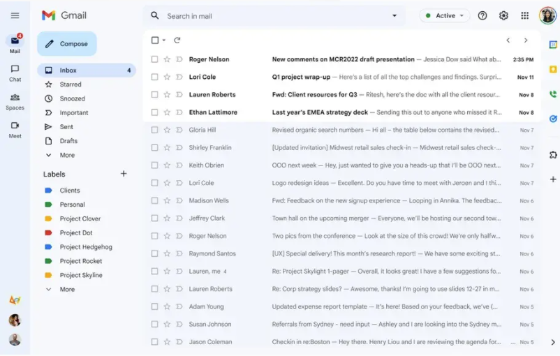Google向公众开放新版Gmail界面 深度整合Meet、Chat等服务