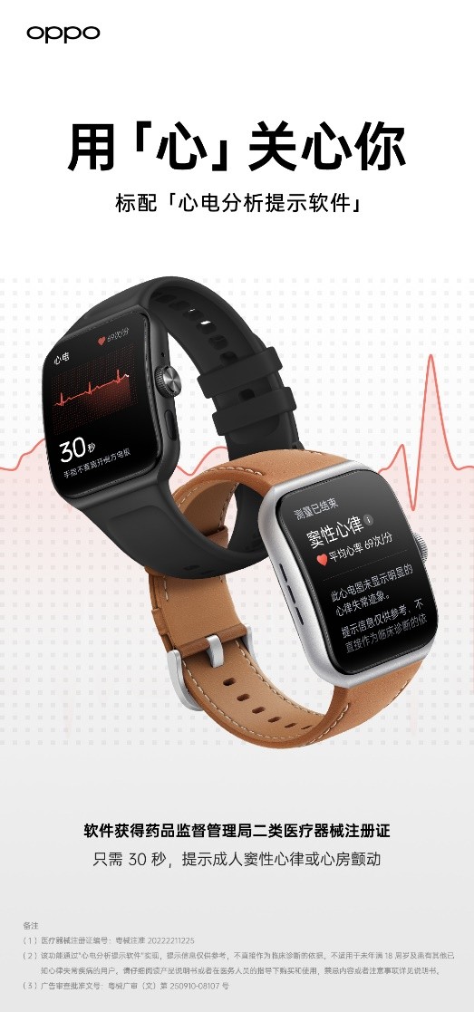 OPPO Watch 3 Pro ECG功能上线，毫秒级心电检测时刻守护